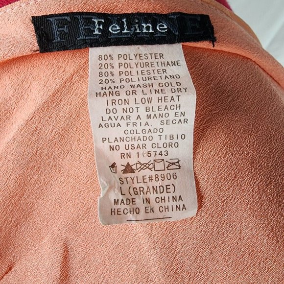 Feline Sleeveless Peach & Black Faux Leather Short Dress - Large - Picture 6 of 6